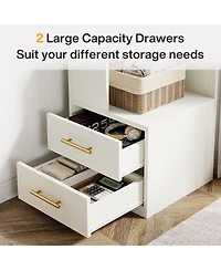 Slickblue Corner Bookcase with 5 Tier Storage Shelves and 2 Drawers