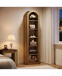 Slickblue Modern Narrow Open Bookshelf with 6 Tier Storage Design