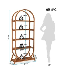Slickblue Modern 5-Tier Open Bookcase with Arched Shelves