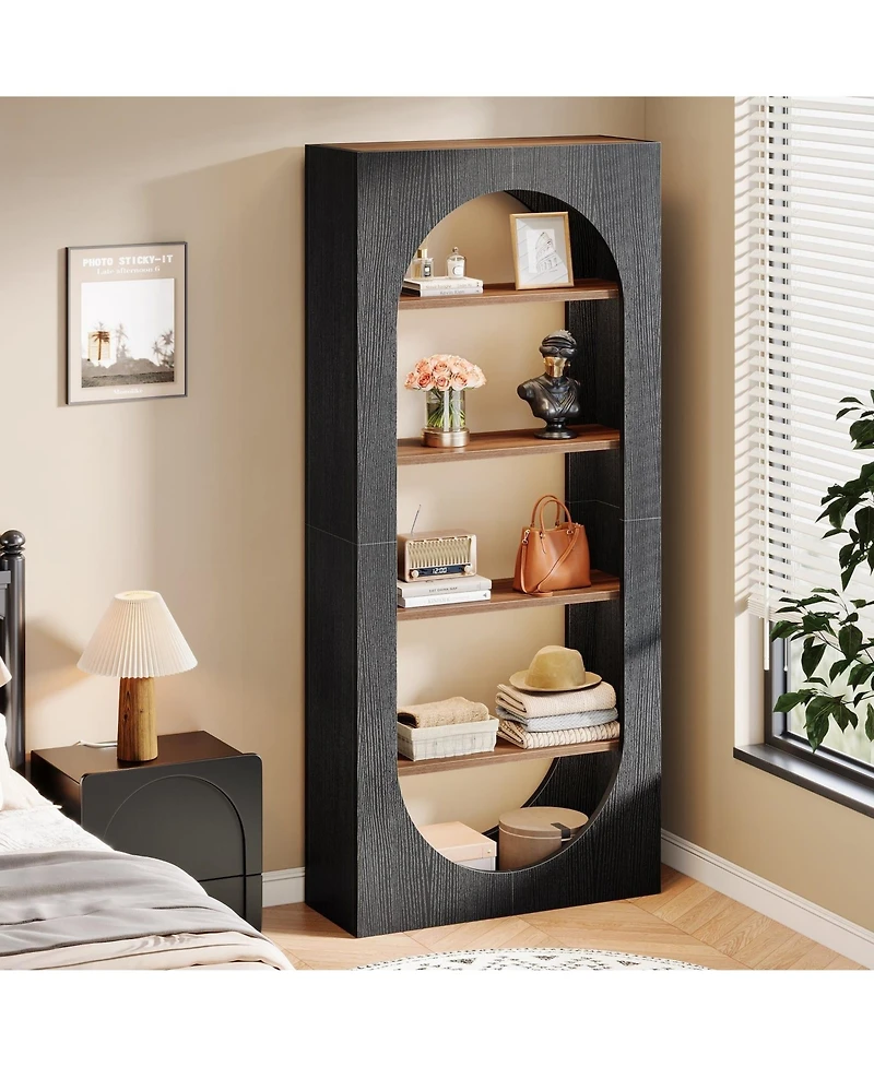 Slickblue Freestanding 5 Shelf Arched Bookcase Storage Organizer Unit
