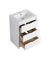 Sillysis 71 Inch Double Sink Modern Freestanding Bathroom Vanity with Resin Sinks, Soft Close Drawers, Storage and Wall Cabinets