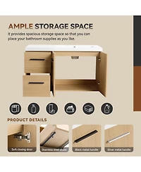 Sillysis 36 Inch Wall Mounted Bathroom Vanity with Drawers, Resin Sink, Soft Close Doors