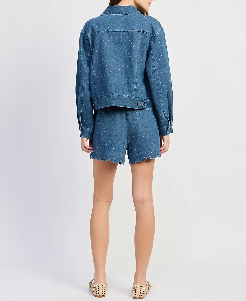 En Saison Women's Heidi Collared Denim Jacket