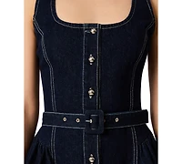 Steve Madden Juniors' Maila Denim Button-Front Mini Dress