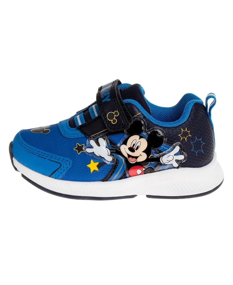 Disney Little Boys Mickey Mouse Light Up Sneakers Flashing Lights Play Ready Comfort Fit Easy On/Off (Toddler 5-10/ 11-12)