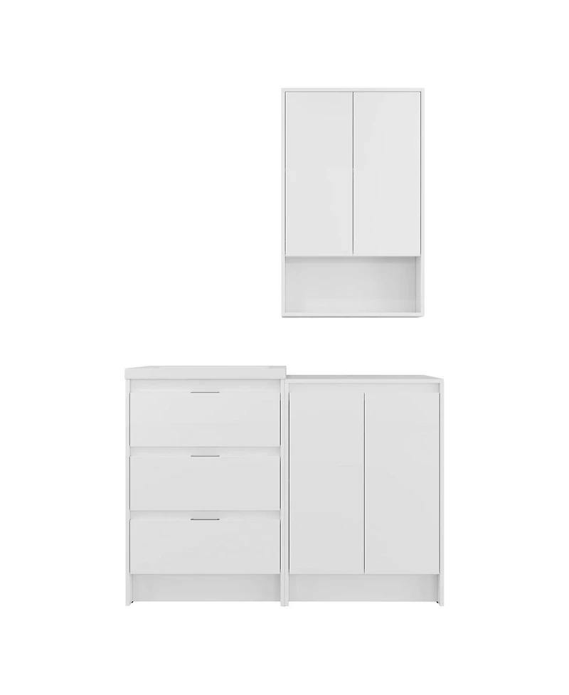 Sillysis 47 Inch Modern Freestanding Bathroom Vanity with Resin Sink, Soft Close Drawers, Storage Cabinet and Wall Cabinet