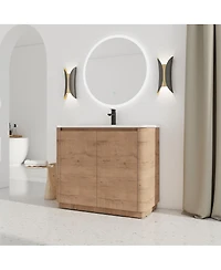 Sillysis Freestanding Bathroom Vanity with Ceramic Sink, Modern Plywood Cabinet, Soft Close Doors, Ample Storage