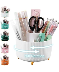 Sevorley 5-Slot Rotating Pencil Holder, 360-Degree Desk Organizer for Office
