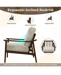 Slickblue Modern Accent Chair with Rubber Wood Armrests and Legs