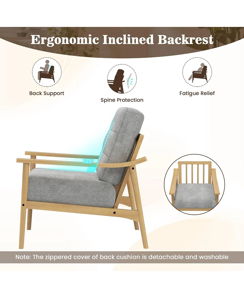 Slickblue Modern Accent Chair with Rubber Wood Armrests and Legs