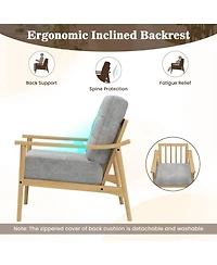 Slickblue Modern Accent Chair with Rubber Wood Armrests and Legs