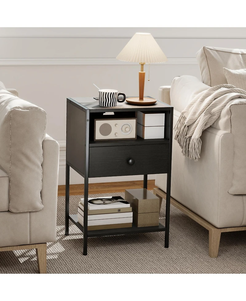 Slickblue Nightstand with Built-In Charging Station, Usb Ports and Power Outlets