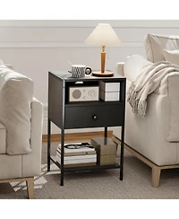 Slickblue Nightstand with Built-In Charging Station, Usb Ports and Power Outlets
