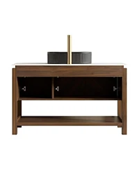 Sillysis Modern Bathroom Vanity with Vessel Sink, Sintered Stone Countertop, Soft Close Solid Wood 3D Doors
