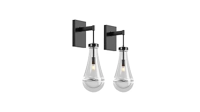 Midola Wall Sconces Set of Two, Dimmable Raindrop Wall Lighting, Modern Bathroom Sconces Wall Lamps Vanity Lighting for Living Room