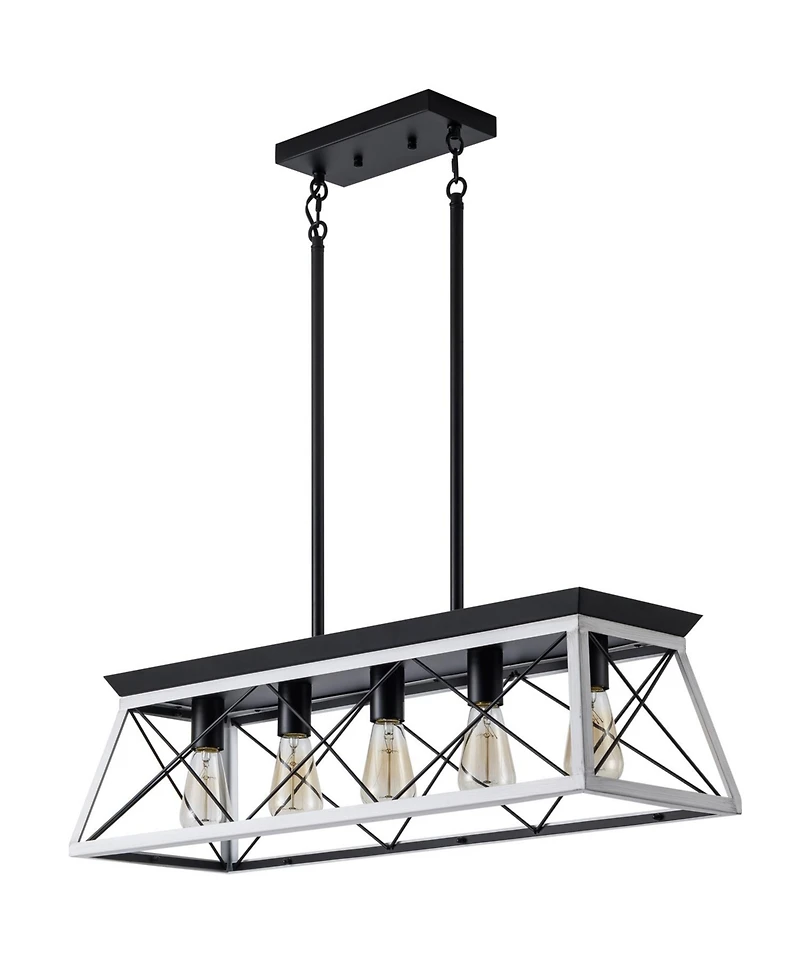 Midola 32" Industrial 5-Light Pendant Chandelier, Modern Metal Cage Design, Adjustable Hanging Light for Dining Room, Kitchen, Living Room