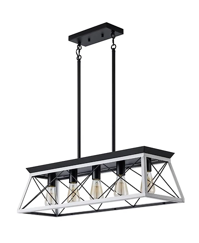 Midola 32" Industrial 5-Light Pendant Chandelier, Modern Metal Cage Design, Adjustable Hanging Light for Dining Room, Kitchen, Living Room