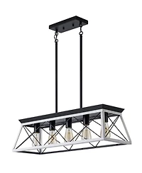 Midola 32" Industrial 5-Light Pendant Chandelier, Modern Metal Cage Design, Adjustable Hanging Light for Dining Room, Kitchen, Living Room