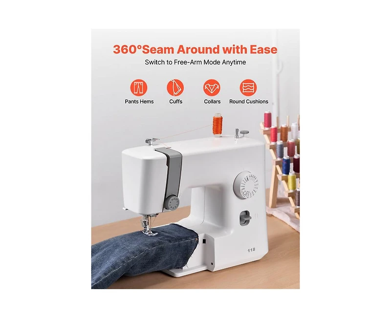 Yobtop Diy Tool Kit, Sewing Machine. Portable Electric Sewing Machine, 18 Stitch Applications, Automatic Needle Threader,Free Arm Mode,Foot Pedal