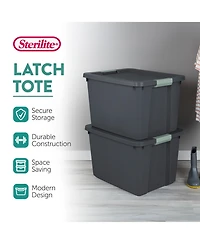 Sterilite 6 Pack 20 Gallon Latch Tote, Stackable Plastic Storage Bin Container