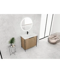 Sillysis Modern Freestanding Bathroom Vanity with Resin Sink, Soft Close Door, Adjustable Shelf, Plywood Cabinet