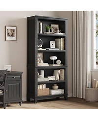 homfan 71 Inch Modern 5-Tier Wooden Bookcase with Adjustable Shelves, Freestanding Large Storage Organizer for Apartments, Office, Bedroom