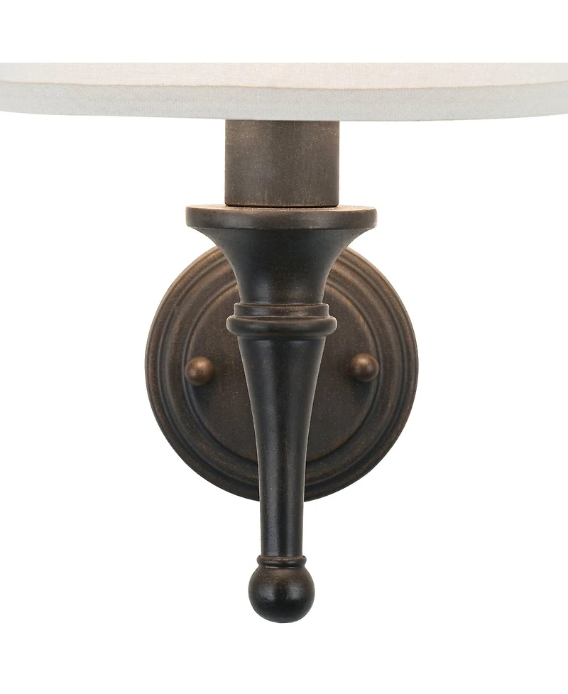 Regency Hill Rustic Wall Light Sconce with Usb Port Bronze Plug-In 7" Light Fixture Ivory Empire Shade for Bedroom House Reading Hallway