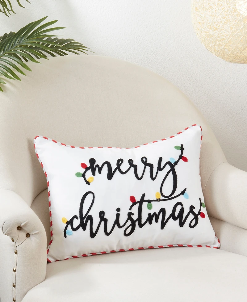 Saro Lifestyle Merry Christmas Design Decorative Pillow, 20" x 14"