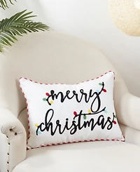 Saro Lifestyle Merry Christmas Design Decorative Pillow, 20" x 14"
