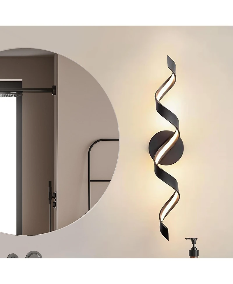 Midola Modern Led Bathroom Vanity Lights, 24inch Dimmable Bathroom Lighting Fixture Over Mirror 15W Spiral Design Led Wall Light Fixtures