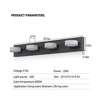 Midola 29" Modern 4-Light Led Vanity Light, Sleek Bathroom Wall Light Fixture for Mirror, Shower, and Bathroom Decor