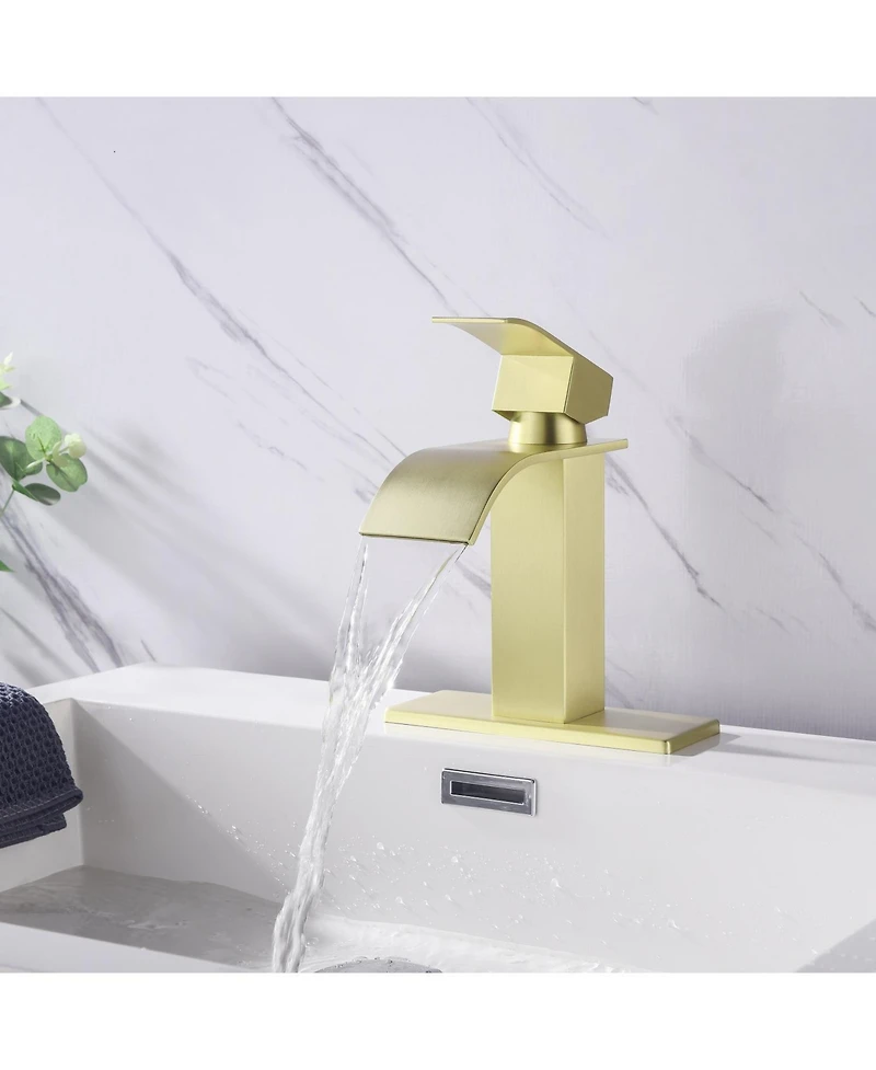 Phying Waterfall Spout Bathroom Faucet,Single Handle Bathroom Vanity Sink Faucet