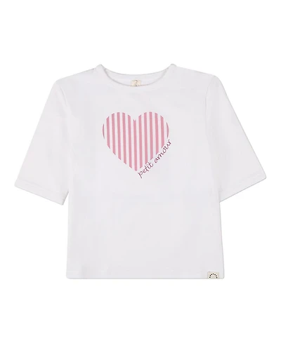 MeMoi Toddler Girls Heart-Themed Cotton-Rich 3/4-Sleeve T Shirt