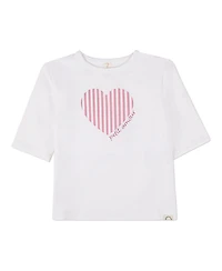 MeMoi Toddler Girls Heart-Themed Cotton-Rich 3/4-Sleeve T Shirt