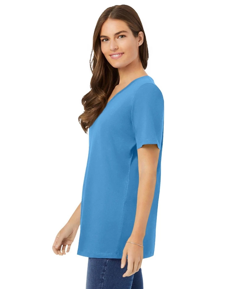 Woman Within Plus Perfect Short-Sleeve V-Neck Tunic