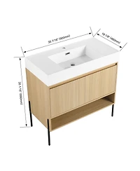 Sillysis Inch Freestanding Bathroom Vanity with Resin Basin, Double Doors, Large Storage