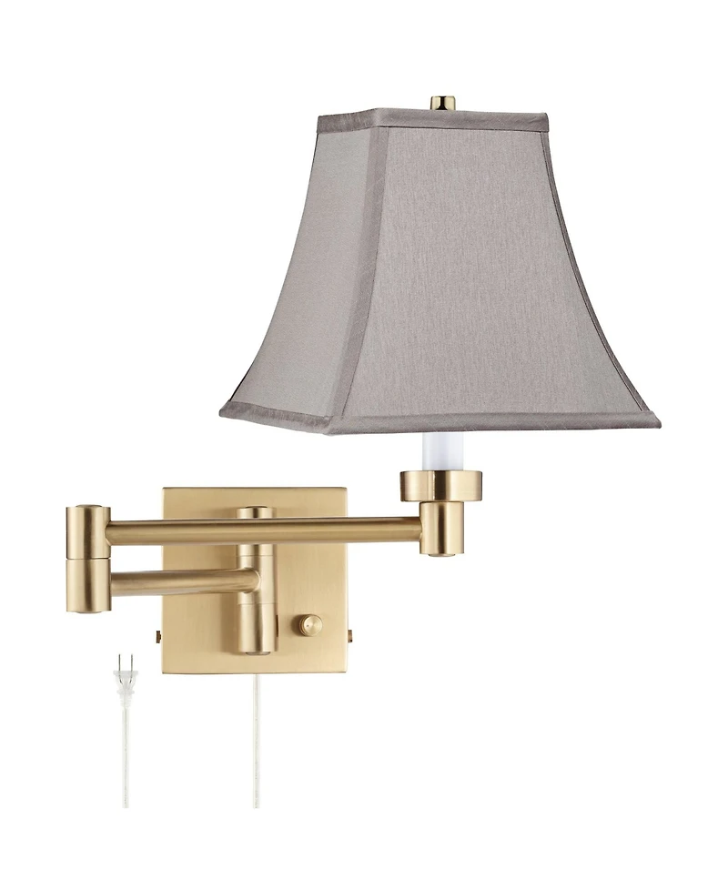 Barnes and Ivy Alta Warm Gold Plug-In Swing Arm Wall Lamp with Square Shade