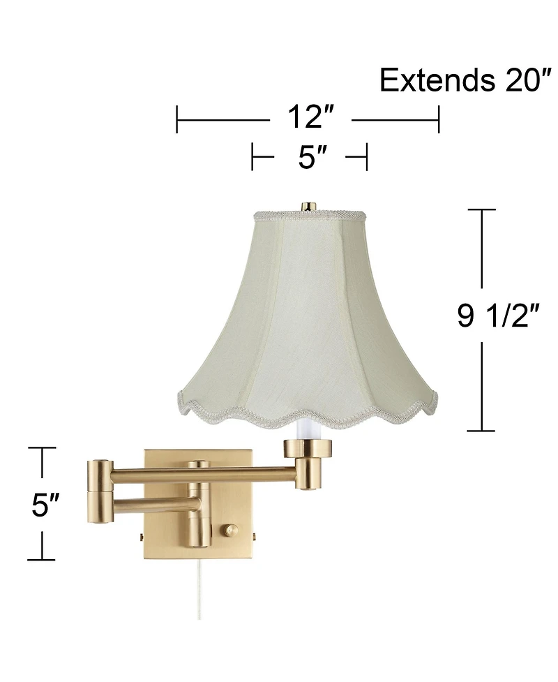 Barnes and Ivy Alta Gold Plug-In Swing Arm Wall Lamp with Creme Shade