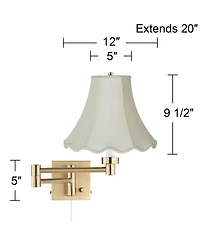 Barnes and Ivy Alta Gold Plug-In Swing Arm Wall Lamp with Creme Shade