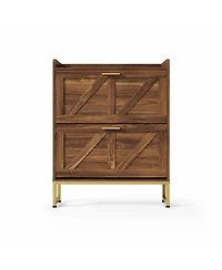 homfan Narrow Shoe Cabinet for Entryway with 2 Flip Drawers, Adjustable Shelves, Dustproof Back Panel