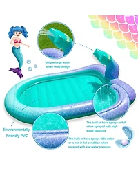 Aofar Mermaid Splash Pad Sprinkler Water Play Mat Pool Kids Toys