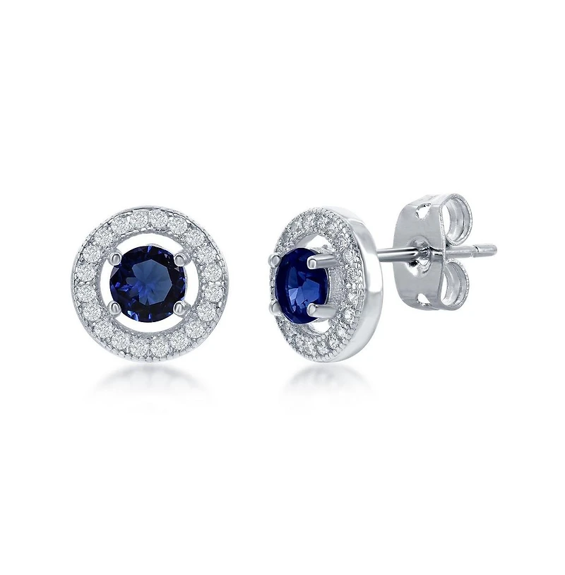 Simona Elegant Round Halo Cz Stud Earrings