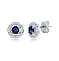 Simona Elegant Round Halo Cz Stud Earrings