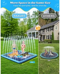 Aofar 72" Splash Pad Square Dog Pool Sprinkler Non-slip Durable