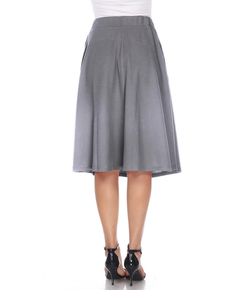 White Mark Women's Flared Pull-On Midi Skirt