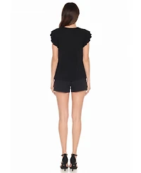 White Mark Women's Flutter-Sleeve Top and Pull-On Shorts Set