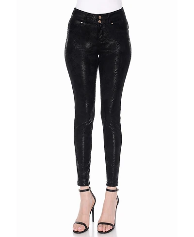 White Mark Women's Snake Print High Rise Ankle Pants