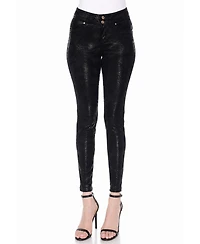 White Mark Women's Snake Print High Rise Ankle Pants