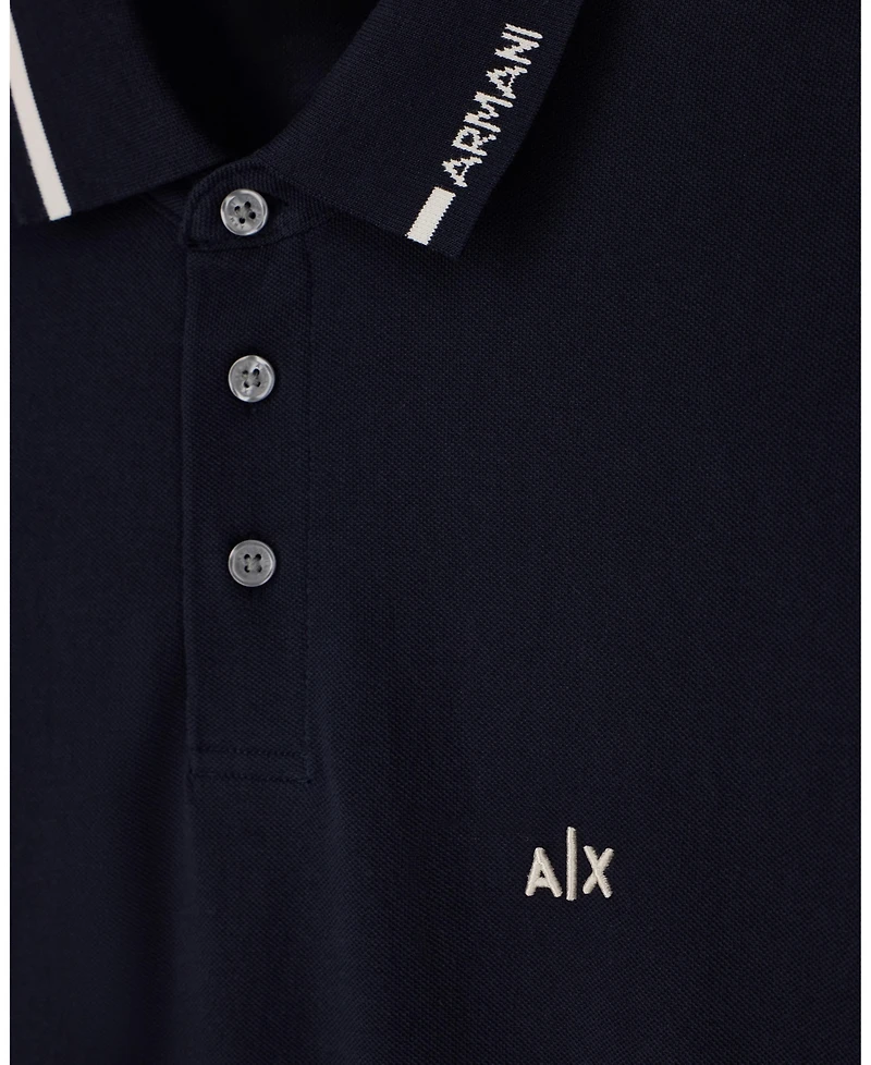 A|X Armani Exchange Men's Pique Tipping Wording Polo Shirt