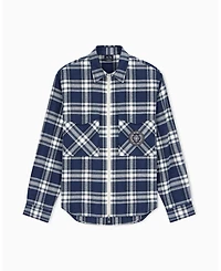 A|X Armani Exchange Men's Crossover Plaid Cotton Shirt with Back Graphic